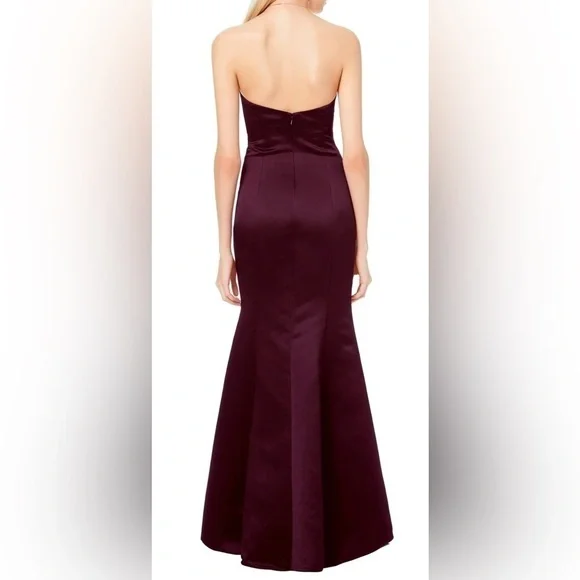 Bill Levkoff Charlotte Euro Satin Sweetheart Trumpet Mermaid Dress Euro Plum - Picture 2 of 8